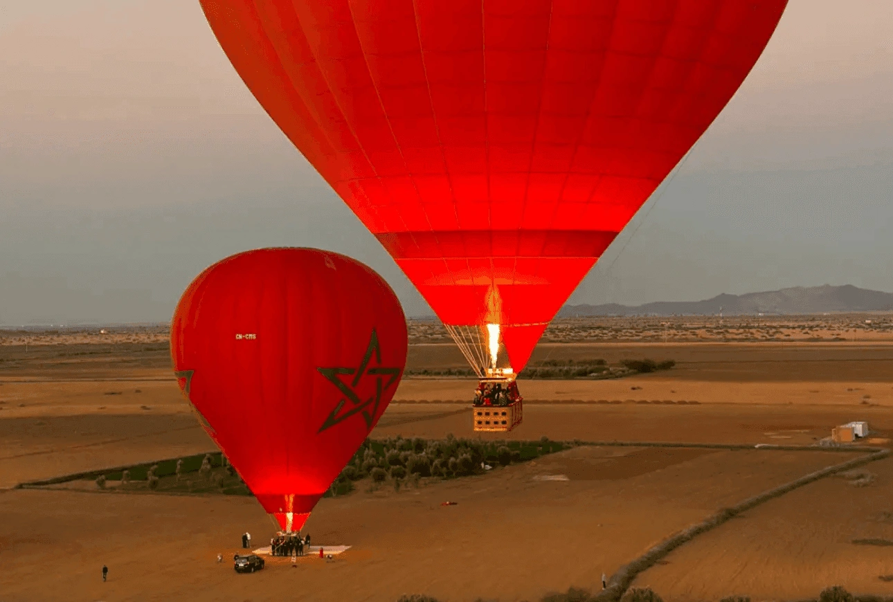 hot air balloon marrakech sunset